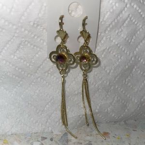 Gold plated tassel drop earrings